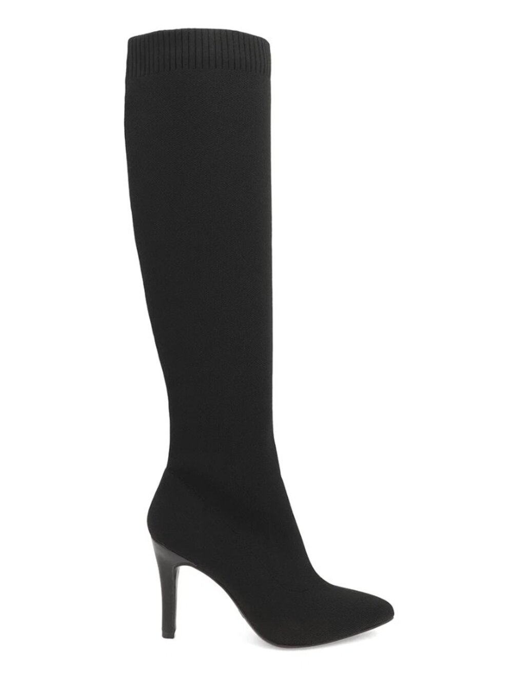 MIA Arisa Stiletto Heel Pointed Toe Tall Boots Black Knit US Size 10
